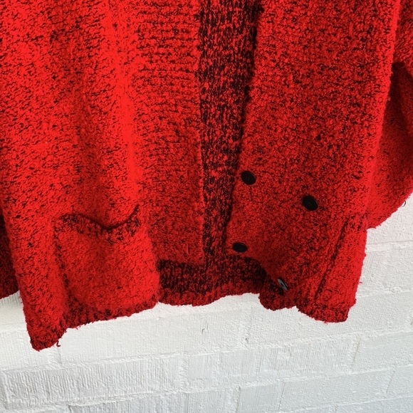 Side Effects Acrylic Vintage Red Open Front Red Knit Cardigan Sweater sz L - Picture 2 of 6
